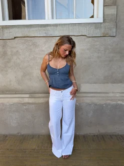 Design By Si Kennie lavtaljede jeans - Hvid Sale
