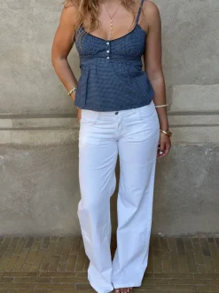 Design By Si Kennie lavtaljede jeans - Hvid Sale