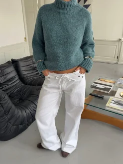 Design By Si Kenny jeans med metalringe - Hvid Sale