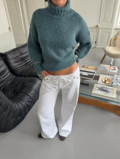 Design By Si Kenny jeans med metalringe - Hvid Sale