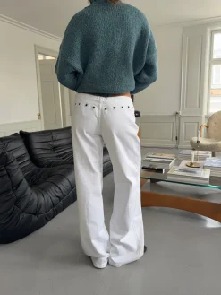 Design By Si Kenny jeans med metalringe - Hvid Sale