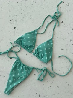 Design By Si Kiana bikini - grøn med hvide prikker