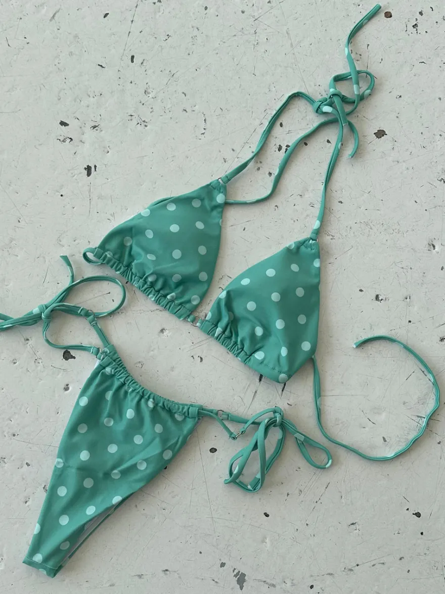 Design By Si Kiana bikini - grøn med hvide prikker