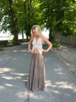 Design By Si Kiera lang nederdel - Brun New