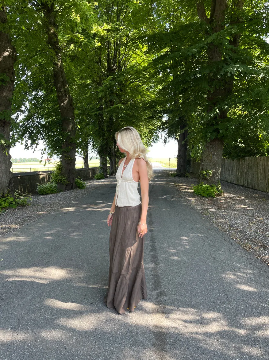 Design By Si Kiera lang nederdel - Brun New