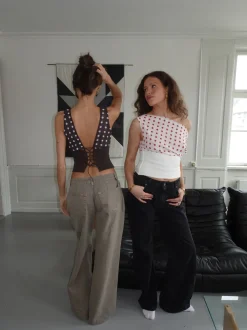 Design By Si Kimmie top med polkaprikker - Brun/hvid Sale