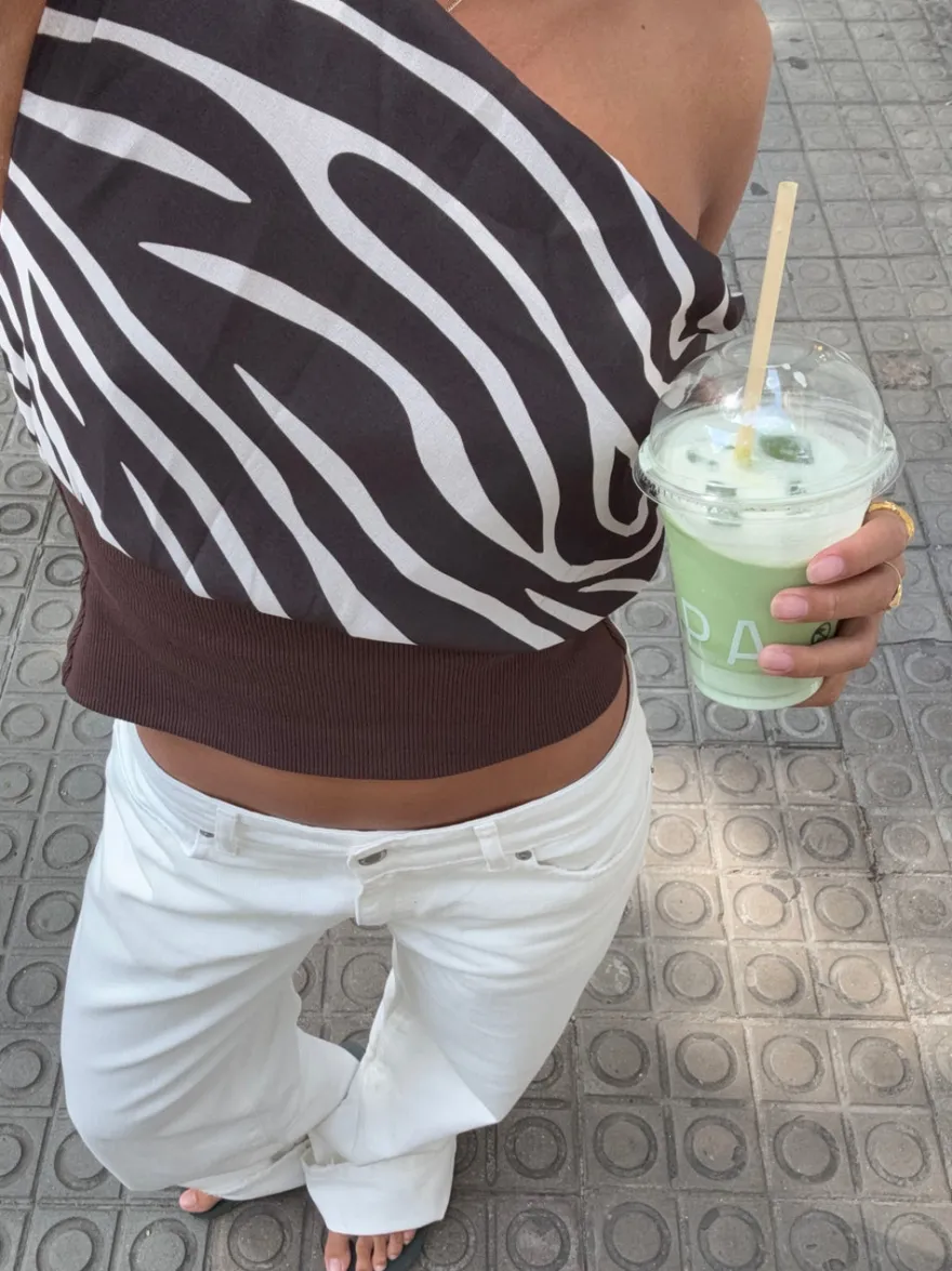 Design By Si Kimmie top med zebra print - Brun/hvid Online