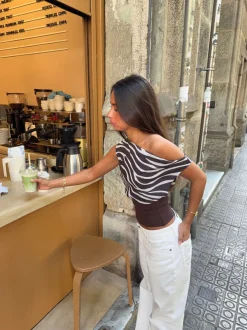 Design By Si Kimmie top med zebra print - Brun/hvid Online