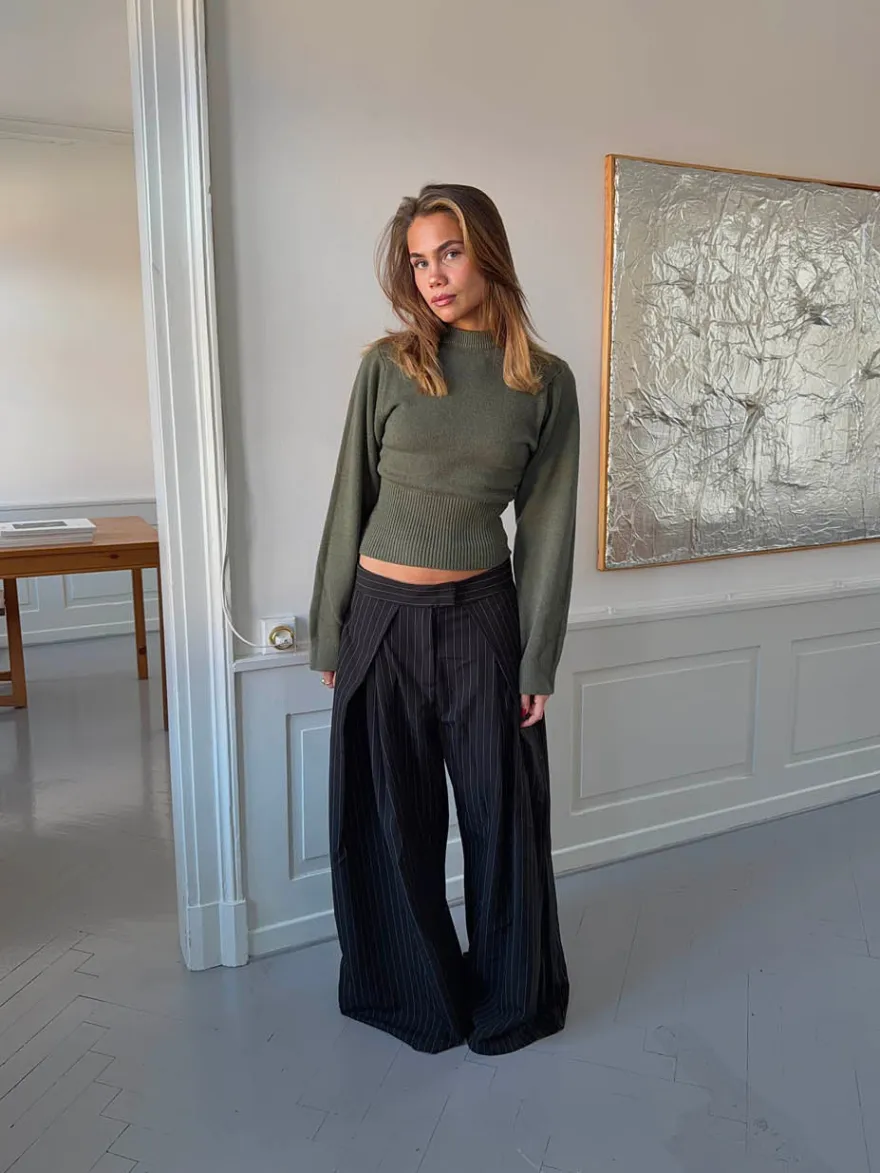 Design By Si Klausa suitpants med nålestriber - Sort/hvid Discount