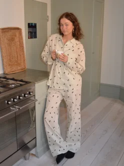 Design By Si Kyla pyjamasbukser med halvmåner - Beige New