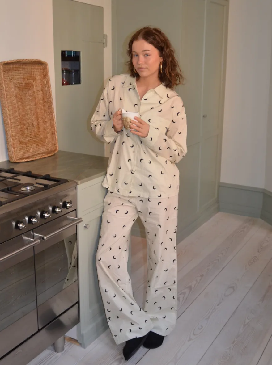 Design By Si Kyla pyjamasbukser med halvmåner - Beige New