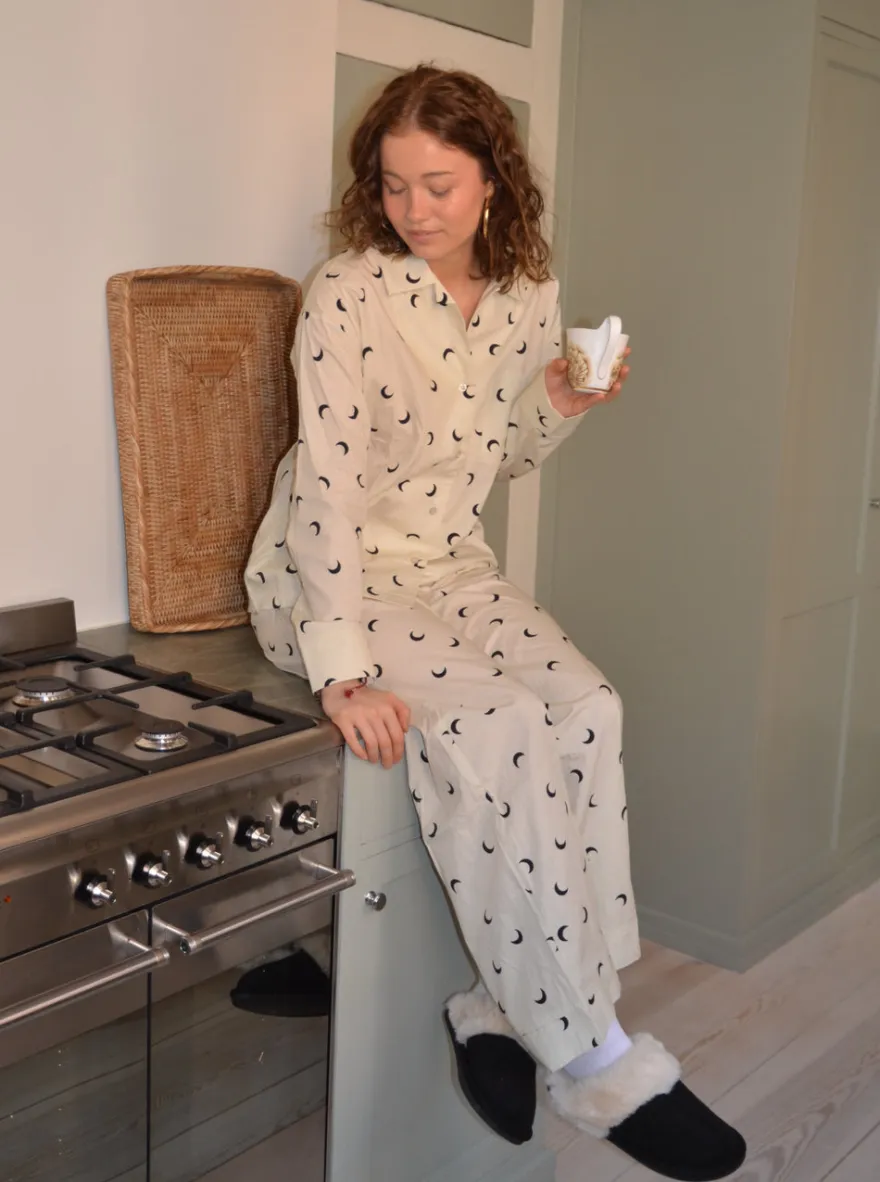 Design By Si Kyla pyjamasbukser med halvmåner - Beige New