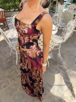 Design By Si Latilde maxinederdel med print - Sort/beige/lilla Online
