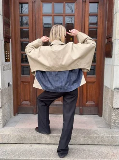 Design By Si Lenaya jakke med denimryg - Beige New