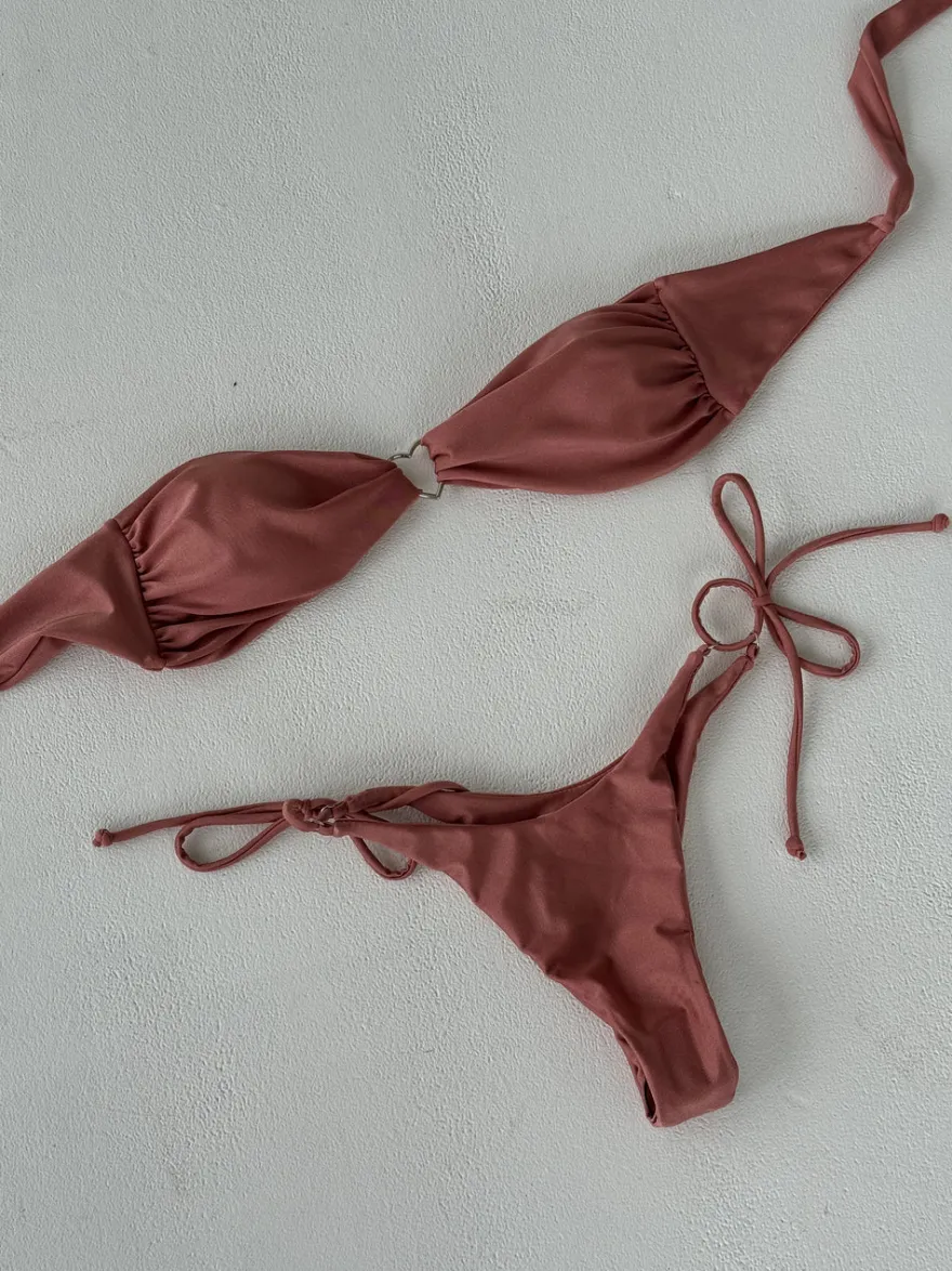 Design By Si Lidia bandeau bikini - Rosa Clearance