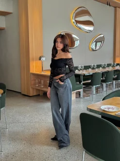 Design By Si Lilly off shoulder blondebluse - Sort