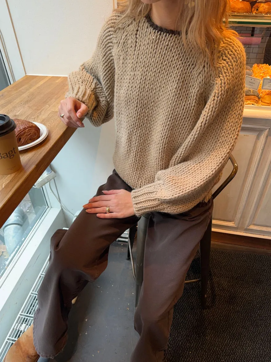 Design By Si Lilou striktrøje - Beige/brun Clearance