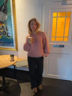 Design By Si Lilou striktrøje - Lyserød/grå Clearance