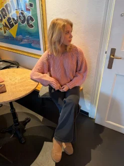 Design By Si Lilou striktrøje - Lyserød/grå Clearance