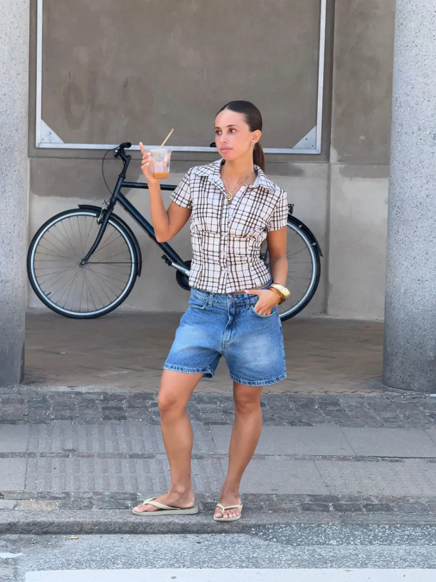 Design By Si Linda bermudashorts - Blå denim Online