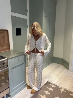 Design By Si Linnea pyjamasbukser med sløjfer - Off white New