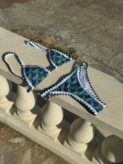 Design By Si Linne bikini med mønster - Blå Best