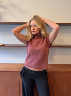 Design By Si Linua vest med turtleneck - Rust/lyserød New