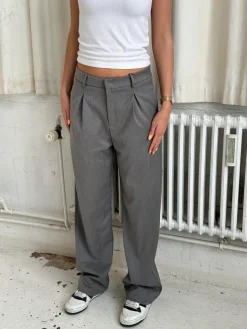 Design By Si Lisette oversized suit bukser - Grå Discount