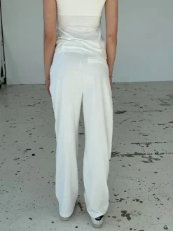 Design By Si Lisette oversized suit bukser i fløjl - Off-white Online