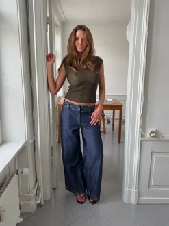 Design By Si Lolita bukser med broderede blomster - Blå Clearance