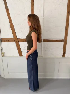 Design By Si Lolita bukser med broderede blomster - Blå Clearance