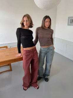 Design By Si Lova figursyet striktrøje - Brun Clearance