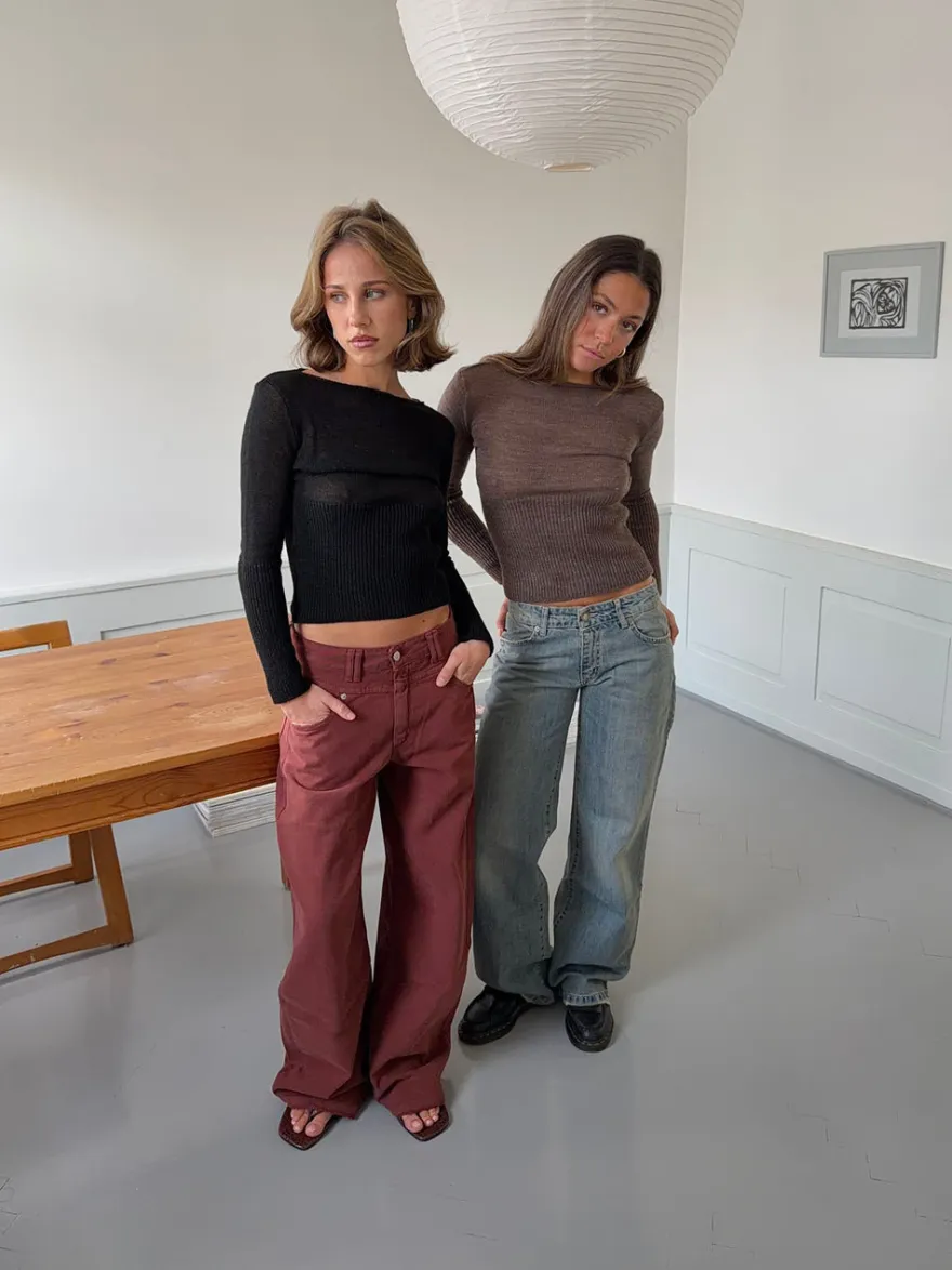 Design By Si Lova figursyet striktrøje - Brun Clearance