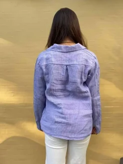 Design By Si Lovisa hørskjorte med striber - Blå Online