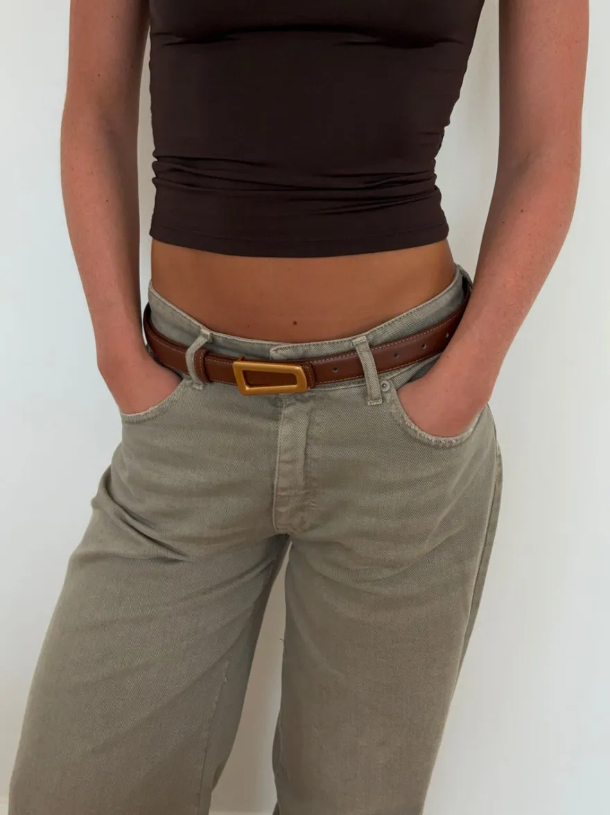 Design By Si Luce bælte - Brun/guld Discount
