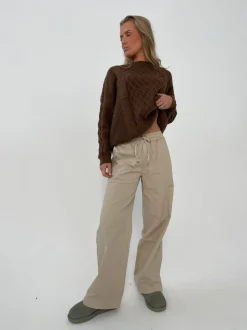 Design By Si Lucille bukser med snørelukning - Beige Online