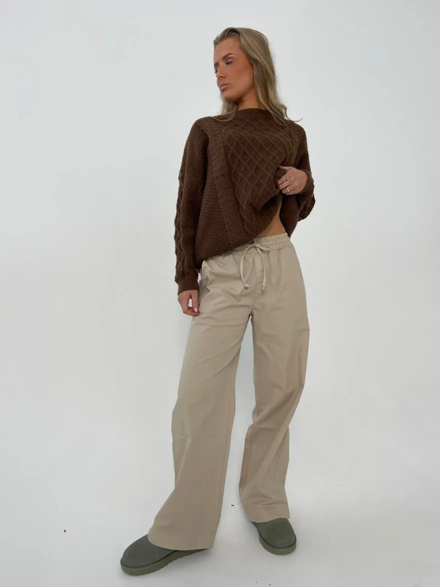 Design By Si Lucille bukser med snørelukning - Beige Online