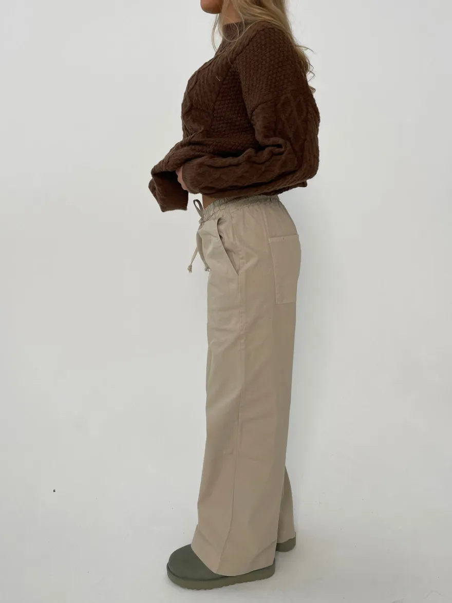 Design By Si Lucille bukser med snørelukning - Beige Online