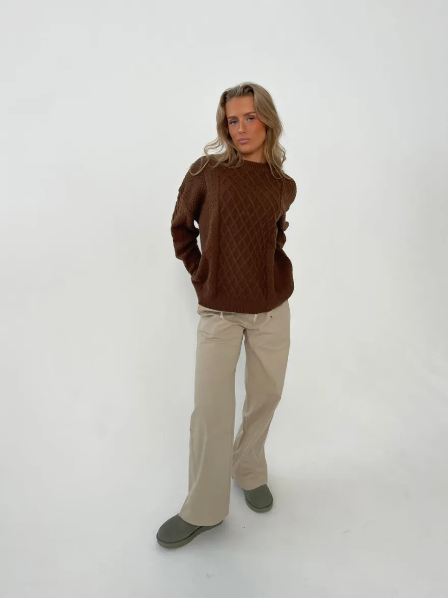 Design By Si Lucille bukser med snørelukning - Beige Online
