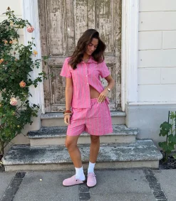 Design By Si Lula shorts med striber - Pink/hvid/sort Sale