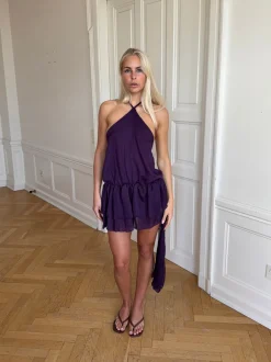 Design By Si Lulitiana kjole med halterneck - Lilla Discount