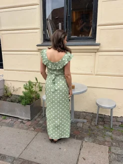 Design By Si Luna kjole med polkaprikker - Grøn/hvid Sale