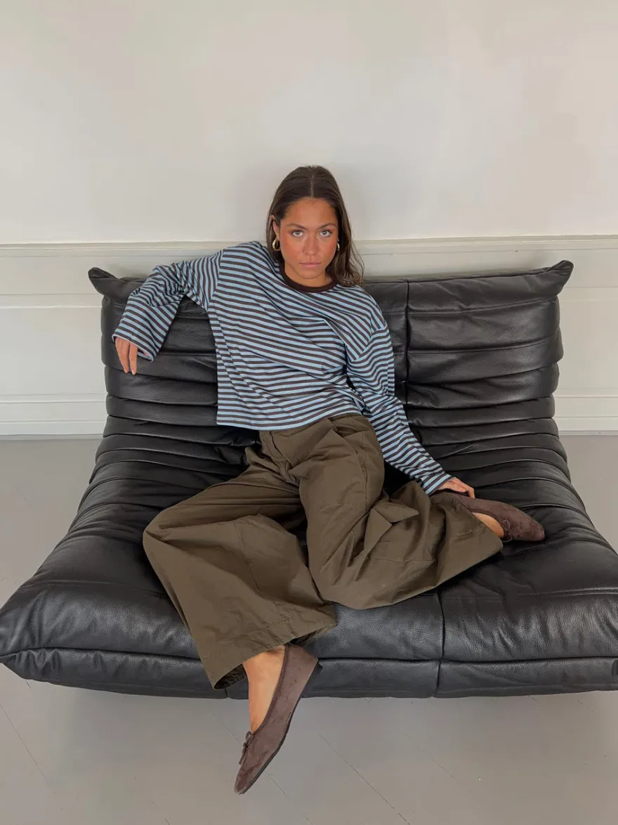 Design By Si Lura bluse med striber - Blå/brun Hot