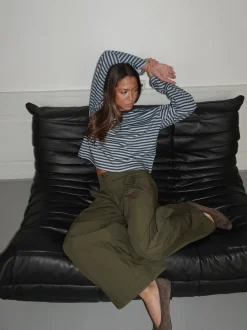 Design By Si Lura bluse med striber - Blå/brun Hot