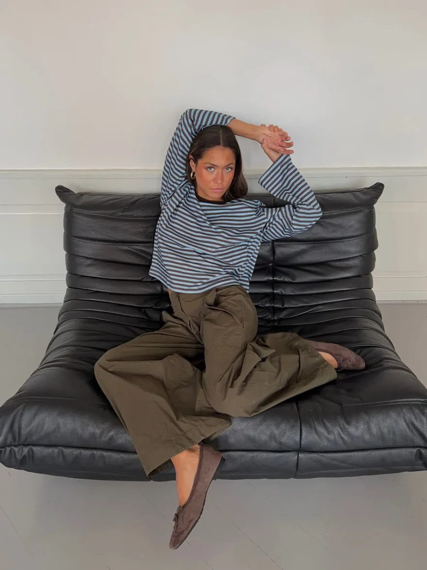 Design By Si Lura bluse med striber - Blå/brun Hot