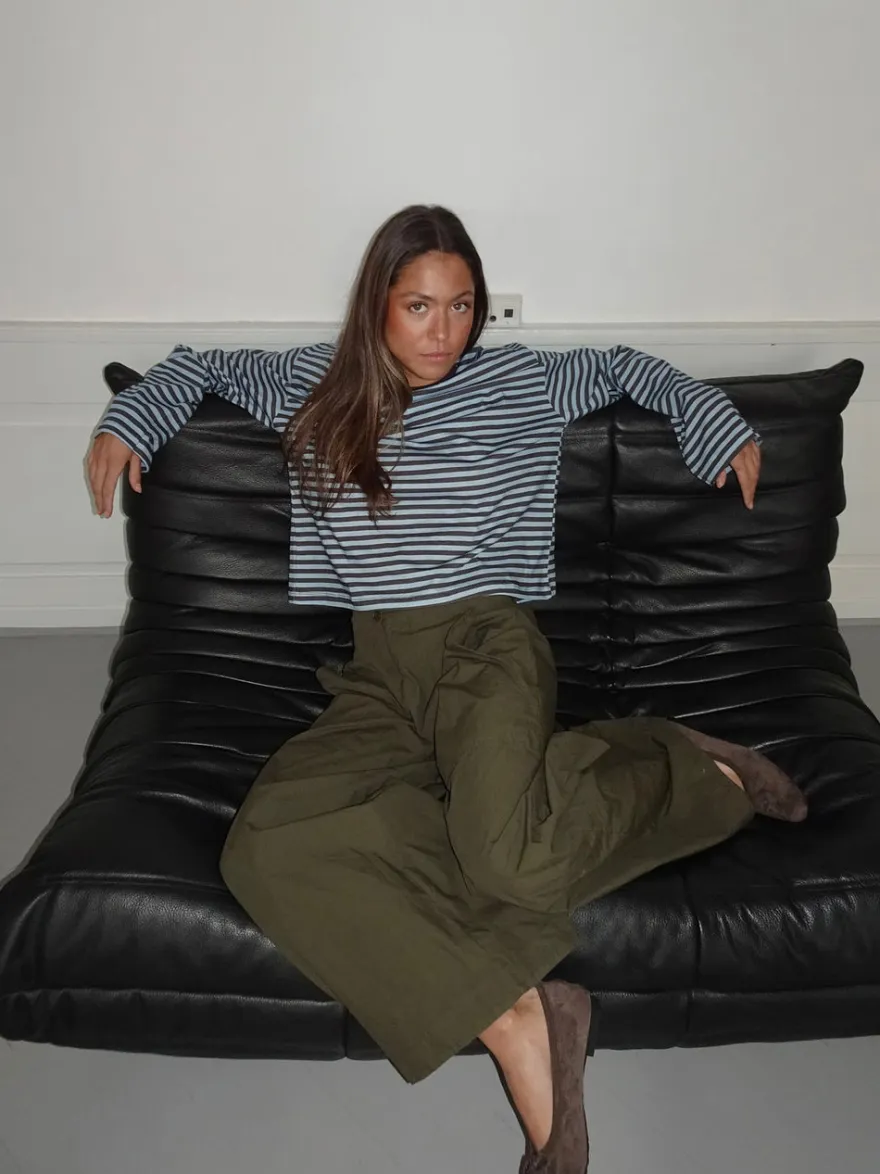 Design By Si Lura bluse med striber - Blå/brun Hot