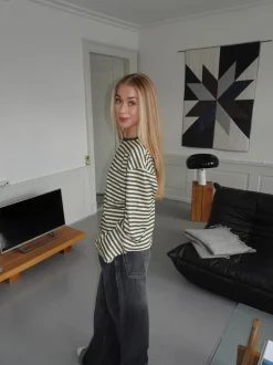 Design By Si Lura bluse med striber - Gul/grå Clearance