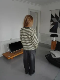 Design By Si Lura bluse med striber - Gul/grå Clearance