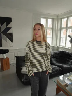 Design By Si Lura bluse med striber - Gul/grå Clearance
