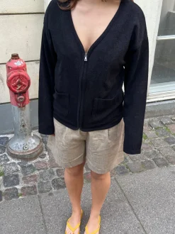 Design By Si Madison cardigan med lynlås - Sort